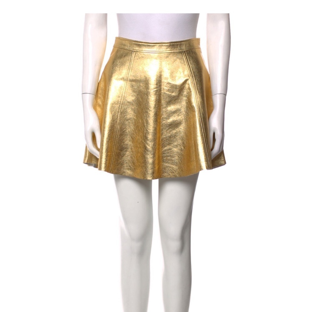 Loveshackfancy gold miniskirt
